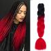 Gairyan jumbo braids extensions braid art hair 1 piece 100g braiding hair extensions 60cm ombre synthetic braids afro hair for box crochet braids (black/red) 60 cm (1 piece) black/red