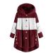Hanxiulin coat plush jacket hoodie jacket oversize winter coat ladies coat winter jacket on both sides transition jacket coat outerwear step jacket causal sweat jacket with hooded plush jacket s wine