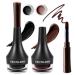 2 pieces of eyeliner gel black and brown cream color eyeliner waterproof durable gel eyeliner with eyeliner brush quick drying formula eye make-up