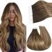 Ugeat tape extensions chocolate brown to golden brown and ashblond tape extensions real hair balayage hair extension tape extensions 20 pieces 35 cm 40 grams #4/10/16 35 cm #4/10/16