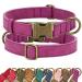 Didog dog collar made of soft leather durable hard-wearing with quick lock metal buckle adjustable violet for large medium-sized dogs purple size L : fit 15-23 "Neck violet