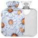 NAANLE hot water bottle with reference vintage chrysanthemums Transparent hot water bottle 1L heating bag for menstrual cramps pain relief handfoots heat and cold therapy