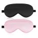 Silk Sleep Mask 2 Pack with 2 Storage Bags and 2 Pairs Ear Plugs for Sleeping Soft Light Blocking Eye Mask for Travel Airplane Nap Adjustable Straps Sleep Masks for Men Women (Black & Pink)