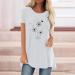 Dandelion Print Sequin Top - Women's Loose Short Sleeve Shirt in Stylish Solid Color - Buy Online on GoSupps.com