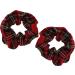 Topkids Accessories 2pc Pattern Scrunchies for Girls and Women Hair bobbles for Women Hair Scrunchies Hair Accessories Elastic Hair Ties Elastic Hair Bands Hair Elastics (Red Tartan) - Buy Online on GoSupps.com