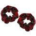 Topkids Accessories 2pc Pattern Scrunchies for Girls and Women Hair bobbles for Women Hair Scrunchies Hair Accessories Elastic Hair Ties Elastic Hair Bands Hair Elastics (Red Tartan)