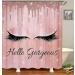 OLEBETY 4PCS Unicorn Eyelash Shower Curtain Set with Rose Gold Glitter Makeup Theme - Pink Glam Bathroom Decor Set with Non-slip Bath Mat & Toilet Rug - Buy Online on GoSupps.com