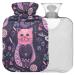 Naanle purple cats hot water bottle with reference warm and cold therapy Transparent hot water bottle 1l warm head for bed hand feet heat pain relief