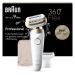 Brown Silk- pil 9 Flex epilator with a flexible 360 head for simple hair removal wet & dry long-lasting silky-smooth skin with shaving attachment and trimmer attachment 9-041 3D white/gold