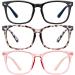 konqkin 3-Pack-Blue-Light-Blocking-Glasses-Women & Men Computer Gaming Glasses Computer Screen Filter Glasses Anti Headache Eye Strain Glasses Lightweight Eyeglasses for TV Phone 4-black+pink+leopard