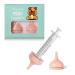 Bubble MILK BOWL rearing bottle Silicone Nipple Feder with syringe for pets for pets neonate kitten puppies rabbits squirrels for small animals (2 medium nipple+2 Syrings) 2 Large Nipples+2 Syringes pink