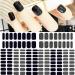 Black Nail Wraps Color Glitter Street Nail Strips Nail Art Polish Stickers Full Nail Wraps Self-Adhesive Solid Nail Art Decal Strips Sticker Nails for Women (8 Sheets 128 Pieces) -Black