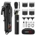 Professional Hair Clippers Set for Men Cordless Hair Cutting Kit Barber Kit Rechargeable Clippers and Trimmers Set Clipper Set for Barbers with LED Display Gifts for Men (Black)