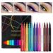 12 Colors Liquid Eyeliner Set Matt Eyeliner Liquid Eyeliner for Women Make-Up Eyelin Wiped Leader Long-Lived Eyeliner Waterproof Multifunctional Color Painting Cosmetic Tool (A)