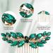 inSowni 7 Pieces Vintage Proms Bridal Wedding Glitter Emerald Green Rhinestone Crystal Gold Metal Hair Side Combs Slides U-shaped Hair Pins Accessories for Women Flower Girls Brides Bridesmaids - Buy Online on GoSupps.com