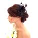 Feather and Flower Hair comb slide Fascinator with Glittery Spotty net Bridal Wedding Races Prom (Black) by Inca