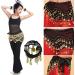2-Pack Chiffon Belly Dance Belt with Coins - Silk Scarf Hip Cloth Skirts for Women (Black & Blue) - 150 cm Long - Buy Online on GoSupps.com