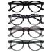 Opulize Rio Reading glasses with blue light filters - flattened out frame - women & men - spring hinges - B53-1 +2.00 Magnification glossy black - glossy blue tortoise - transparent dark green - transparent medium -sized