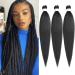Leeven 3 Packs Pre Stretched Braiding Hair Yaki Texture 26 Inch Synthetic Hair EZ Braid Hair for Woman Pre Stretched Ombre Braiding Hair Extensions /1B# 26 Inch (Pack of 3) 1B