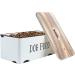 JIAYUAN Farmhouse Dog Food Storage Container | White Tin Pet Food Canister Bin with Wood Lid for Dogs - Rustic Design - Buy Online on GoSupps.com