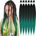 Xusuperb Lang Pre Stretched Braiding Hair Ombre Green 30 inch Easy Braids Extensions Black Gr n Kunsthaar for braiding 6 Packs Soft Knotless Yaki texture braids Hair extensions (T1b/green#) 76 cm (6 Pack) T1B/green#