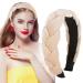 Bethininess with a hair -ready braided headband wide hair band vintage padded hair ripe rockabilly fashion hair accessories headband for women and girls beige