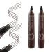 Boobeen 2Pcs Microblading Eyebrow Pencil - Waterproof Eyebrow Pen with a Micro-Fork Tip Applicator - Creates Natural Looking Brows Effortlessly Deep Brown*2