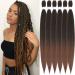 Xusuperb 36 inches long pre Stretched browning hair ombre brown easy braids extensions black brown kanecalon art hair 6 packs soft yaki-texture braids hair extensions (t1b/30#) 91.4 cm (6 Pack) T1b/30#