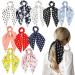 NAIHOD 10Pcs Hair Scarf Scrunchies for Girls Floral Chiffon Hair Ribbon Hair Bandana Hair Ties Polka Dots Hair Scarf Hair Scrunchie for Women Girls Teenage Elastic Hair Rope with Bowknot Ponytail Holder
