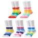 EPEIUS Kids Girls' 5 Pack Seamless Rainbow Stripes Crew Socks Medium Assorted