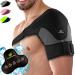 Sport shoulder bandage for men & women with cooling pads gel cold heat therapy - support of the rotator cuff - neoprene adjustable shoulder bandage left & right arm (S/m black) S/m black