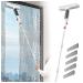 RRRYYYZZ 75'' Spray Window Cleaning Squeegee Kit with 4-Section Extension Pole 4 in 1 Shower Glass Cleaner Squeegee Shower Squeegee for Tile Shower Walls with Sewage Collector and 5 Pads