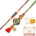 Ghasitaram Gifts Rakhis Online - Rakhi for Brother- RM-217 Bhaiya Bhabhi Rakhi with 200 GMS of Besan Barfi and 200 GMS of Kaju Katli Rakhi Set with 200 gms of Besan Barfi & Kaju Katli