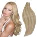 RUNATURE Tape Hair Extensions Blonde Highlight Ash Blonde Tape in Extensions Human Hair Blonde Tape in Human Hair Extensions Straight Blonde Hair 14 Inch 50g 14 Inch 1-Tape #16P22
