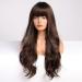 Emmor Dark Brown Wigs for Women Long Curly Synthetic Wigs with Pony Highlights | Heat-Resistant Naturally Looking Hair - Buy Online on GoSupps.com
