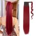 Wrap Around Ponytail Hair Extension 26 inch One Piece Clip in on Pony Tail Synthetic Straight Hairpiece (Dark Red) 26 Inch Red