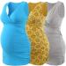 ZUMIY Maternity Nursing Top - Women's Cotton V Neck Double Layered Tank - 3 Pack (Lake Blue/Yellow/Grey) - Buy Online on GoSupps.com