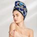 Buy Blue Hexagon & Diamond Coral Velvet Dry Hair Cap with Buttons | Anti-Frizz for Curly Long & Thick Hair International Shipping Available - Buy Online on GoSupps.com