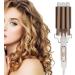 Buy Adjustable Temperature 3 Barrel Hair Curler - Gold Large Curling Iron for Home & Salon Use | Triple Barrel Hair Crimper Tool (US Plug - Buy Online on GoSupps.com