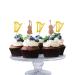 24pcs Musical Instrument Cupcake Toppers Violin Cake Decor Brown&Gold Glitter Harp Cupcake Picks for Baby Shower Music Theme Birthday Party Decoration
