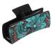 TOVINANNA Western Hair Claw Clips Leather Turquoise Pattern Hair Clips Square Jaw Clips Ponytail Holders Women Girls Hair Accessories