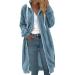 Hanxiulin coat plush jacket hoodie jacket oversize winter coat ladies sweater fleece sweater basic hooded jacket light quilted jacket lightweight quilted coat outerwear winter warm trench coat m light blue