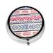 Plain Geometric Floral Patternround Pill Box 3 Compartment Round Pill Box Organizer Portable Travel Pill Box for Traveling.