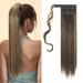 S-noilite Trendy 23"(58cm) Straight Wrap around Ponytail Clip in Hair Extension Strap Pony Tail Long Popluar Style Dark Brown & Sandy Blonde Dark Brown & Sandy Blonde 23 Inch