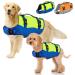 SlowTon Dog Life Jackets Enhanced Buoyancy Adjustable Neoprene Pet Float Lifejacket Aid with Reflective Rescue Handle Dogs Safety Swim Lifesaver Vests for Surfing Boating Pool Beach Sea S Yellow