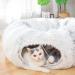 LUCKITTY Warm Plush Cat Dog Tunnel Bed with Washable Cushion-Big Tube Playground Toys 3 FT Diameter Longer Crinkle Collapsible 3 Way, for Indoor Cat Kitty Kitten Puppy Rabbit Ferret