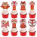 8Pcs Cupcake Topper 2024 Happy New Year Christmas Mini Cake Insert Wedding Decoration Party Supplies Party DIY Baking Tool