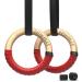 Synergee Wood Olympic Gymnastics Rings 1.25" and 1" Grip with Adjustable Straps & Grip Tape for Pull Ups, Dips and Muscle Ups d) 1.25" with Grip Tape