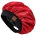 Hat Hut Satin Bonnet Silk Bonnet Sleep Cap for Women Hair Bonnet for Curly Hair Sleeping Adjustable Wide Band Double Layer One Size A10-Burgundy