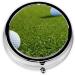 Grass Baseball Softball Round Pill Box - 3 Compartment Portable Medicine Organizer & Travel Holder - Black Decorative Purse Case - Buy Online on GoSupps.com